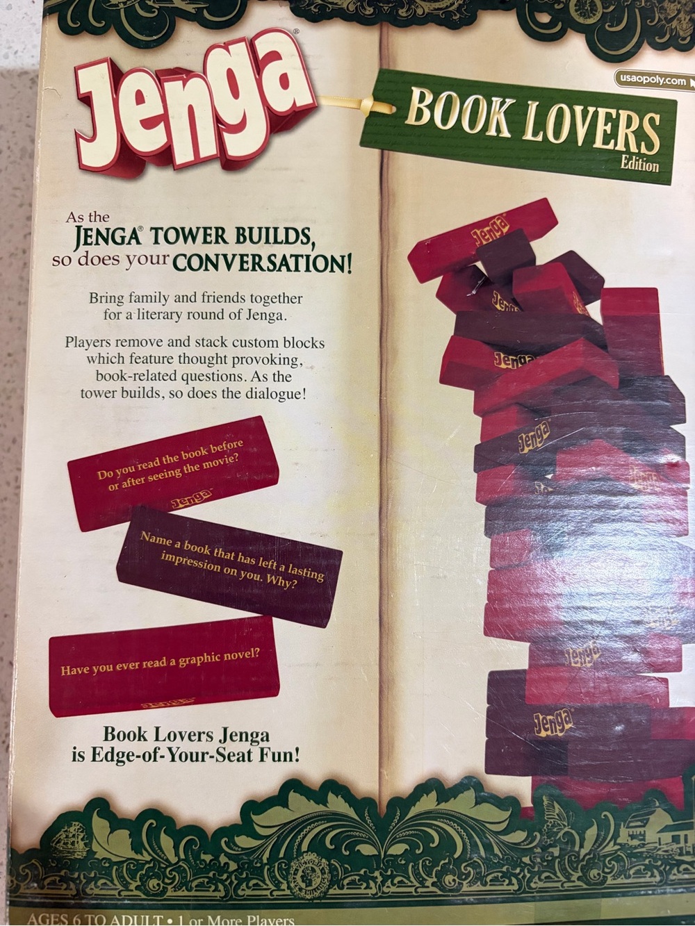 Hasbro Jenga Book Lovers Edition - Red Blocks